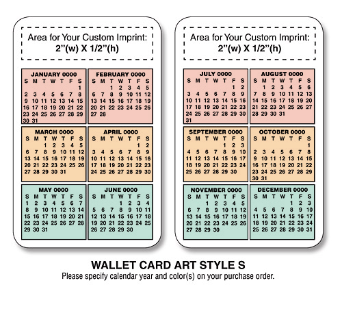 Promotional Laminated Wallet Cards Wallet Calendar Cards Customized